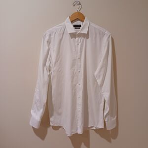 Ralph Lauren Black Label Men's White Career Button Front Long Sleeve Shirt Sz 17